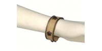 Recycled beige print leather bracelet